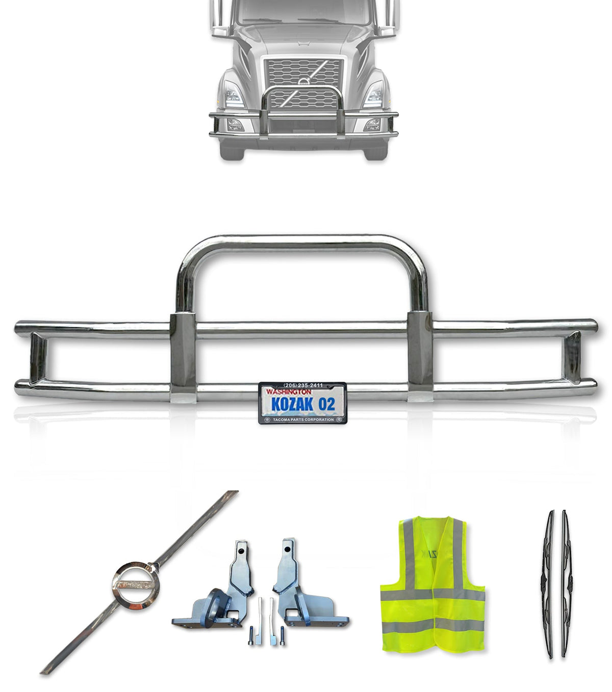Front Grille Guard Square 2018+ Volvo VNL