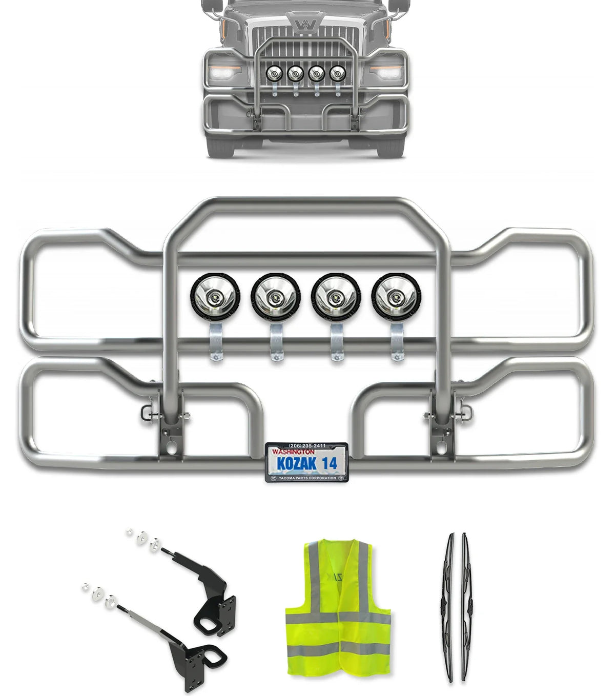 Front Grille Guard Chrome 2023+ Western Star 57X Set-Back