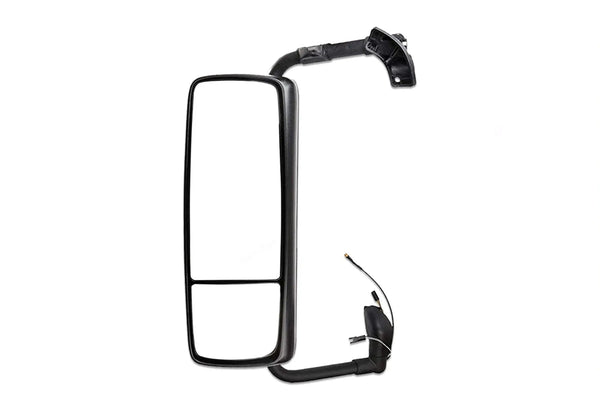 compatible with Volvo VNL Door Side View Mirror Power Heated Chrome with Arm -Left Side PLUS Arm Bracket, Volvo Logo, Wipers, Vest (Fit: Volvo VNL 670 780 630 730 860, VNM 200 430 630, VNX 300)