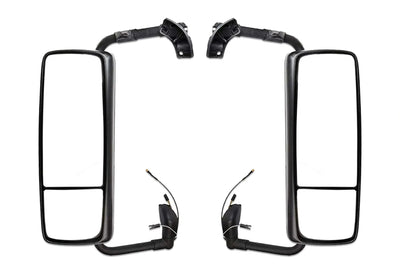 Door Side Mirror Black Power Heated with Arm Left Driver and Right Passenger Side with Arm Bracket Set for Volvo VNL 2004-2021 PLUS Logo Emblem, 2x 22" Windshield wipers, KOZAK Vest