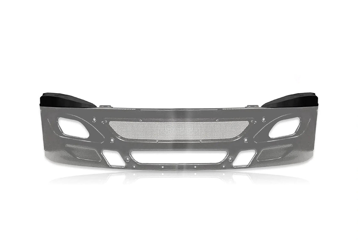 International Prostar Bumper black Corner Right and Left (Passenger and Driver Side) PLUS International Logo Emblem, 2x22" Windshield wipers and KOZAK Reflective Vest