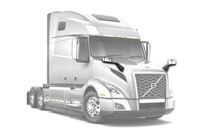 Chrome Hood Heated Mirror Aftermarket Replacement Pair Right and Left Side compatible with Volvo VNL 2018+ Semi Trucks PLUS Volvo Logo, 2x Wipers and KOZAK Reflective Vest
