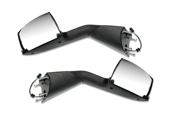 Chrome Hood Heated Mirror Aftermarket Replacement Pair Right and Left Side compatible with Volvo VNL 2018+ Semi Trucks PLUS Volvo Logo, 2x Wipers and KOZAK Reflective Vest