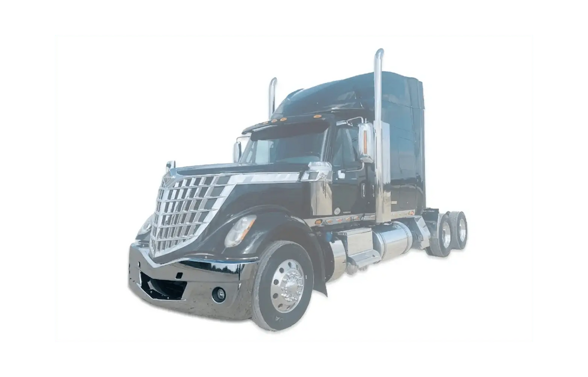 Kozak Chrome Replacement Bumper for International Lonestar Semi Trucks 2008+ PLUS International Emblem and 2x22" Windshield Wipers and KOZAK Reflective Vest