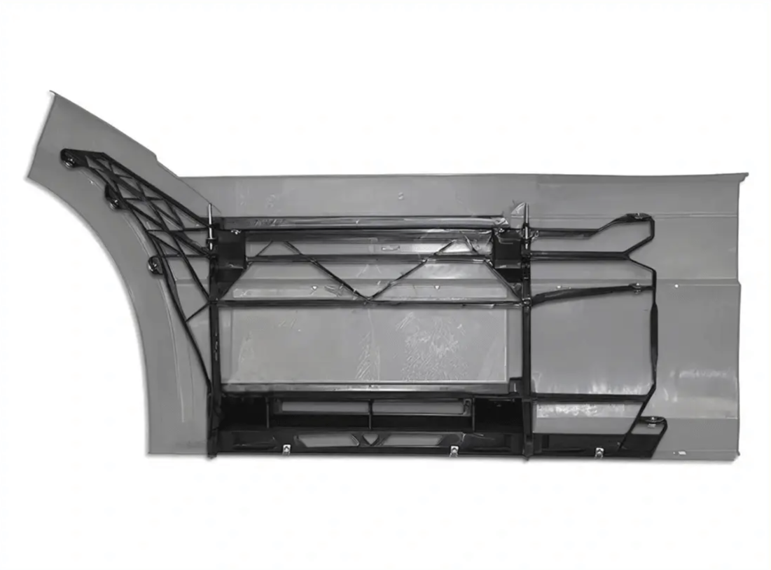 KOZAK Fairing Bracket for Front Panel (Right Passenger Side) Compatible with Volvo VNL 2004-2017 Plus Volvo Logo Emblem with Stripe, 2X 22 inch Windshield Wipers, License Plate Frame and Vest