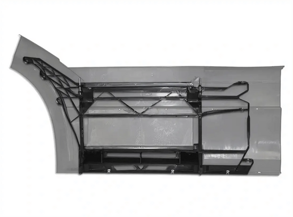 KOZAK Fairing Bracket for Front Panel (Right Passenger Side) Compatible with Volvo VNL 2004-2017 Plus Volvo Logo Emblem with Stripe, 2X 22 inch Windshield Wipers, License Plate Frame and Vest