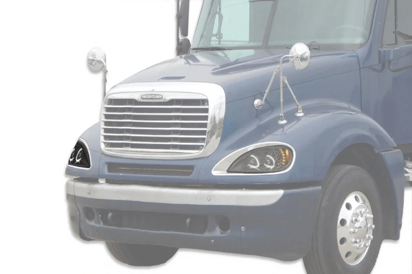 KOZAK LED DRL Dual Projector Headlight / Lamp Black 12V Passenger Right Side For Freightliner Columbia 2004-2017 PLUS Logo, 2x 22" Wipers, KOZAK Vest