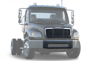 KOZAK Chrome Steel Front Center Bumper for Freightliner M2 Business Class 106 112 03-12 and Chrome Front Grille for Freightliner M2 03-15 A1714787001 PLUS Logo, Wipers, License Plate Holder and Vest
