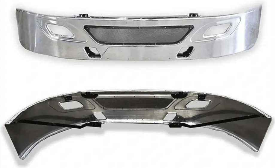 Kozak Chrome Aero Clad Steel Fold over Bumper Compatible With International Prostar 2006-2015 Semi Truck Parts PLUS International Logo, 2x 22" , - Tacoma Parts Corporation