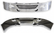 Kozak Chrome Aero Clad Steel Fold over Bumper Compatible With International Prostar 2006-2015 Semi Truck Parts PLUS International Logo, 2x 22" , - Tacoma Parts Corporation