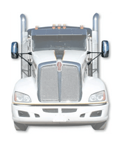 Kozak Chrome Door Mirror With Arms (Left Driver and Right Passenger Side) compatible with Kenworth T660 T600 T800 2008-2016 PLUS Kenworth Logo, 2x22" Windshield wipers and Kozak Reflective Vest