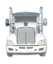Kozak Chrome Door Mirror With Arms Right (Passenger Side) compatible with Kenworth T660 T600 T800 2008-2016 PLUS Kenworth Logo, 2x22" Windshield wipers and Kozak Reflective Vest