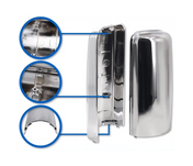 Chrome Door Mirror Cover Pair Set for Freightliner Cascadia 2008-2014 Truck Models PLUS Freightliner Logo Emblem and KOZAK Reflective Vest