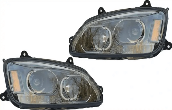 Kozak Black Housing LED Headlight Assembly + Turn Signal Dual Projector Headlight Lamp Set for Kenworth T660 - Tacoma Parts Corporation