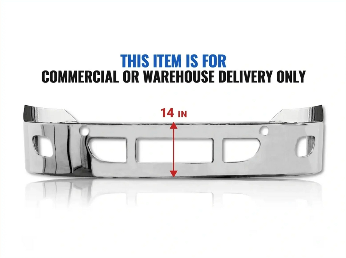 Stainless Steel Bumper with Fog Light Holes 14" for Freightliner Cascadia 2008-2017 - Tacoma Parts Corporation