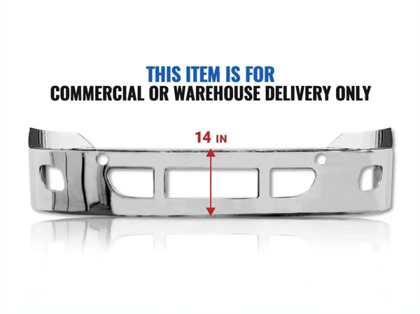 Stainless Steel Bumper with Fog Light Holes 14" for Freightliner Cascadia 2008-2017 - Tacoma Parts Corporation