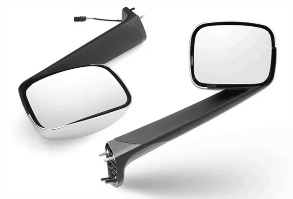 KOZAK Chrome Hood Mirror Aftermarket Replacement Right (Passenger Side) for Freightliner Cascadia 2018+ Semi Trucks PLUS Windshield Wipers, Freightliner Emblem, Frame License Plate and KOZAK Vest