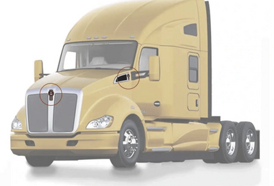 KOZAK Chrome Hood Side Air Intake Vent Grille Assembly (Right Passenger Side and Left Driver Side) compatible with Kenworth T680 - Kenworth Truck Accessories PLUS Kenworth Logo Emblem and KOZAK Vest