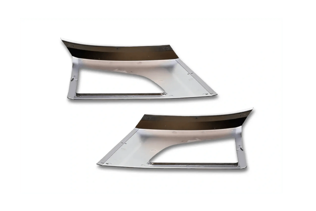 KOZAK compatible with Volvo VNL 2018+ Bumper Corners Chrome Trim w/Fog Light Holes LH RH Pair Set