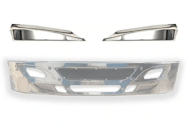Kozak International Prostar Bumper Corner Right and Left (Passenger and Driver Side) Plastic Chrome PLUS International Logo Emblem, 2x22" Windshield wipers and KOZAK Reflective Vest
