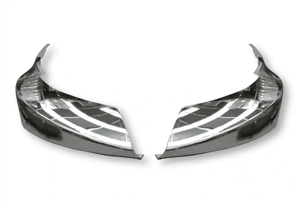 Kozak International Prostar Bumper Corner Right and Left (Passenger and Driver Side) Plastic Chrome PLUS International Logo Emblem, 2x22" Windshield wipers and KOZAK Reflective Vest