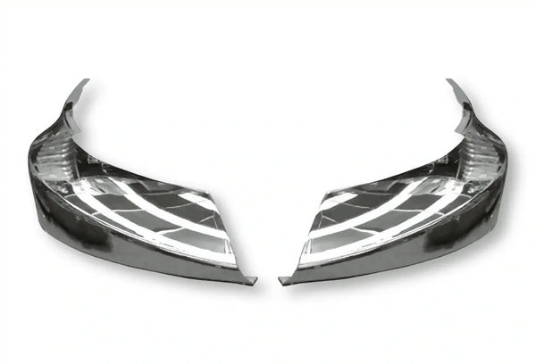 Kozak International Prostar Bumper Corner Right and Left (Passenger and Driver Side) Plastic Chrome PLUS International Logo Emblem, 2x22" Windshield wipers and KOZAK Reflective Vest