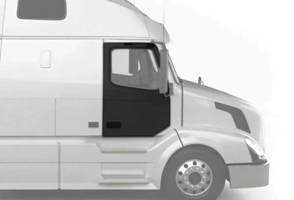 KOZAK Right DOOR ASSEMBLY FRONT (Passenger Side) Compatible With Volvo VNL 2004-2017 PLUS Volvo Logo with stripe, 2x 22" Windshield Wipers, License Plate Frame and Vest