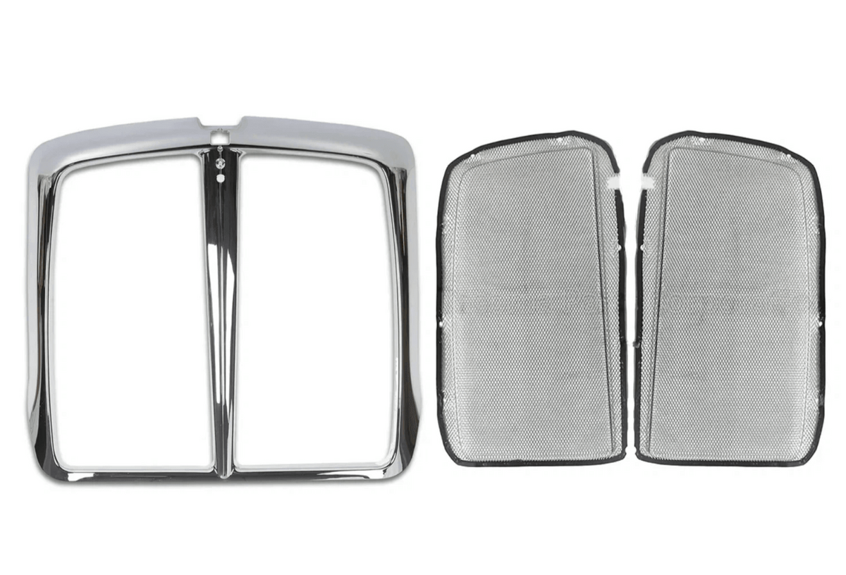 KOZAK Grille Chrome with Aluminum Bug Mesh Net Compatible with Kenworth T660 Models L29-1053-100 PLUS Kenworth Logo 2x 22" Windshield wipers and KOZAK Vest