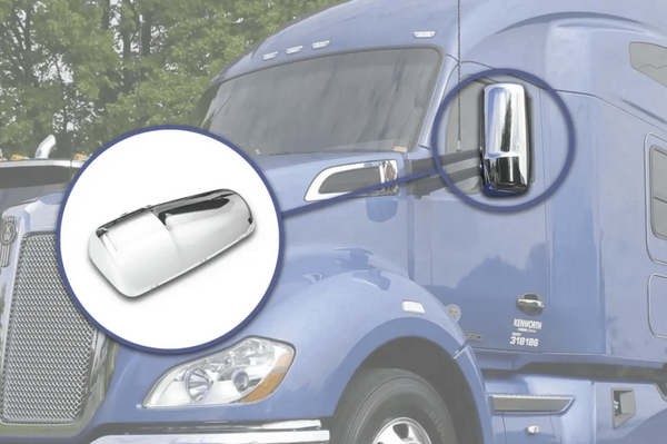 KOZAK Chrome Door Mirror Cover (Left Driver Side) For Kenworth T680 T880 Truck Accessories PLUS Logo, 2x22" Windshield wipers and KOZAK Reflective Vest