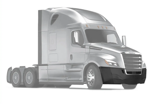 KOZAK Complete PLASTIC Bumper without Fog Lamp Hole for Freightliner Cascadia 2018+ with air flow deflector PLUS Freightliner Logo, 2x22" Wipers, License Plate Frame and KOZAK Vest
