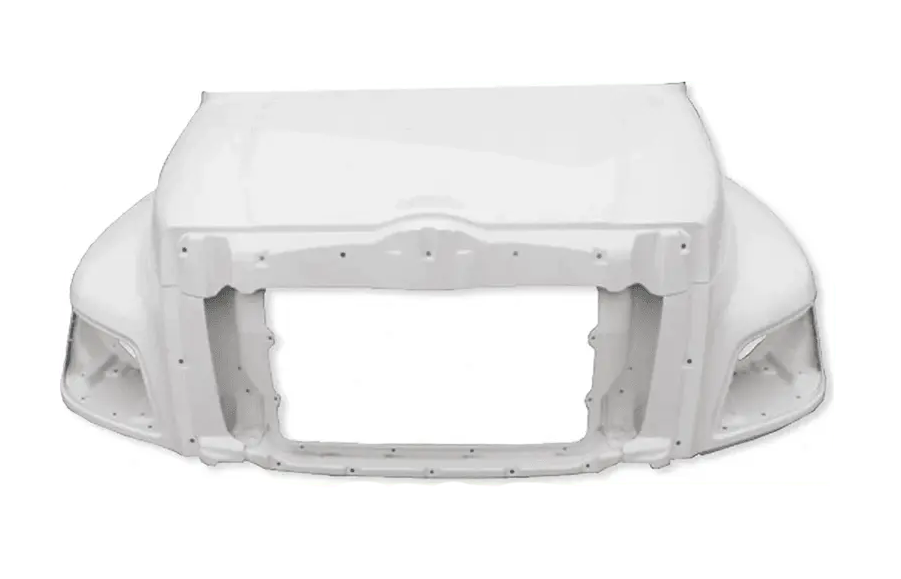 Replacement Fiberglass Hood Shell for Hino 238 258 268 338 2011 and newer - Hino Truck Replacement Parts PLUS Logo, 2x22" Windshield Wipers, License Plate Frame and Kozak Vest
