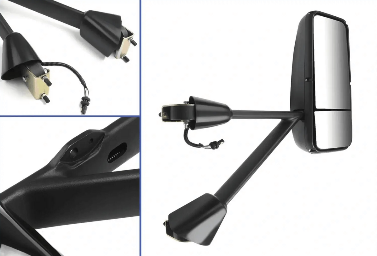 Kozak Black Door Mirror With Arms (Left Driver and Right Passenger Side) compatible with Kenworth T660 T600 T800 2008-2016 PLUS Kenworth Logo, 2x22" Windshield wipers and Kozak Reflective Vest