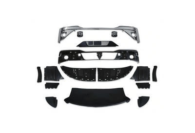Kozak Chrome BUMPER with FOG LAMP HOLE + LED Fog Light- Pair Set (Left and Right Side) for KENWORTH T680 NEXT GEN 2022 2023+ PLUS Kenworth Logo, 2x22" Windshield Wipers and KOZAK Reflective Vest