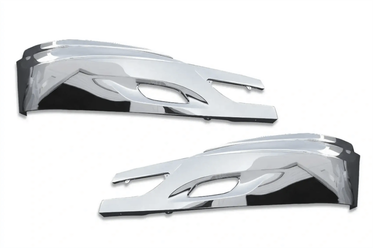KOZAK Bumper Chrome Trims SET (Left Driver & Right Passenger Side) For International Prostar Trucks PLUS Logo, 2x Wipers, License Plate Frame and Vest
