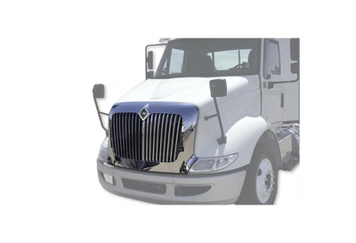KOZAK Chrome Grille Assembly with Bug Net Screen For International 8600 Transtar Truck 2005 and newer PLUS International Logo, 2x22 inch Windshield wipers, License Plate Frame and KOZAK Vest