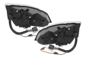 KOZAK Full LED Performance Headlights Pair with LED Turn Signals BLACK Housing (Driver Left & Passenger Right Side) for Freightliner Cascadia 2018 and newer PLUS Logo, Windshield Wipers and Vest