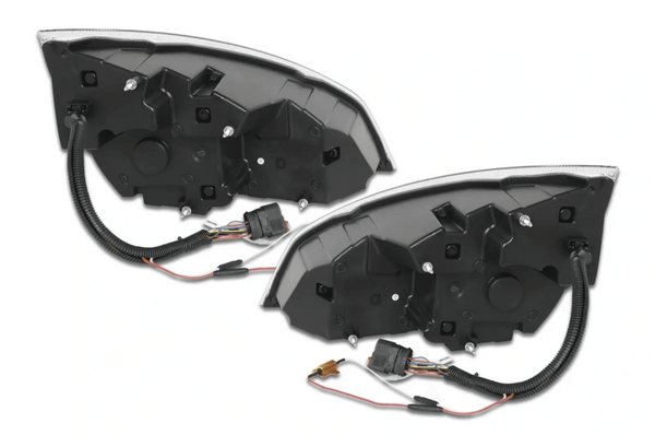 KOZAK Full LED Performance Headlights Pair with LED Turn Signals BLACK Housing (Driver Left & Passenger Right Side) for Freightliner Cascadia 2018 and newer PLUS Logo, Windshield Wipers and Vest