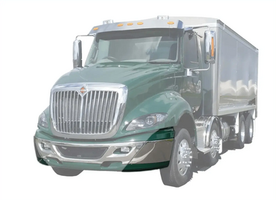 KOZAK PLASTIC Bumper End Corner Extension PAIR with Chrome Trim (Left Driver and Right Passenger Side) for International Prostar 2008-2015 PLUS International Logo, Windshield Wipers and KOZAK Vest