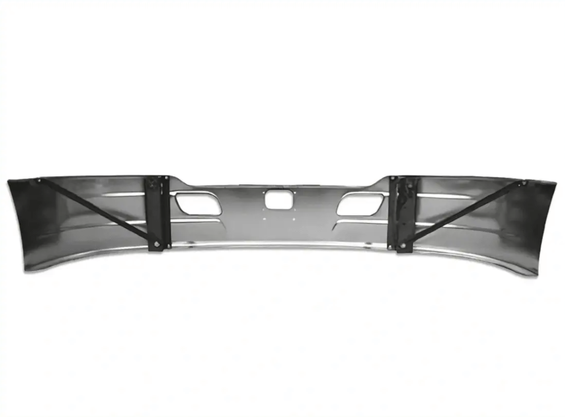 KOZAK 17" Aero Style Chrome Bumper WITH RADAR CUTOUT for Kenworth T680 2013-2021 Semi Trucks PLUS Logo, Wipers, License Plate Frame, 2x Trailer Tail Lights and Vest