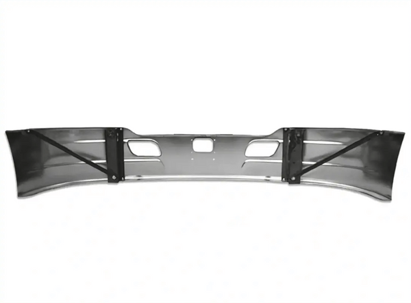 KOZAK 17" Aero Style Chrome Bumper WITH RADAR CUTOUT for Kenworth T680 2013-2021 Semi Trucks PLUS Logo, Wipers, License Plate Frame, 2x Trailer Tail Lights and Vest