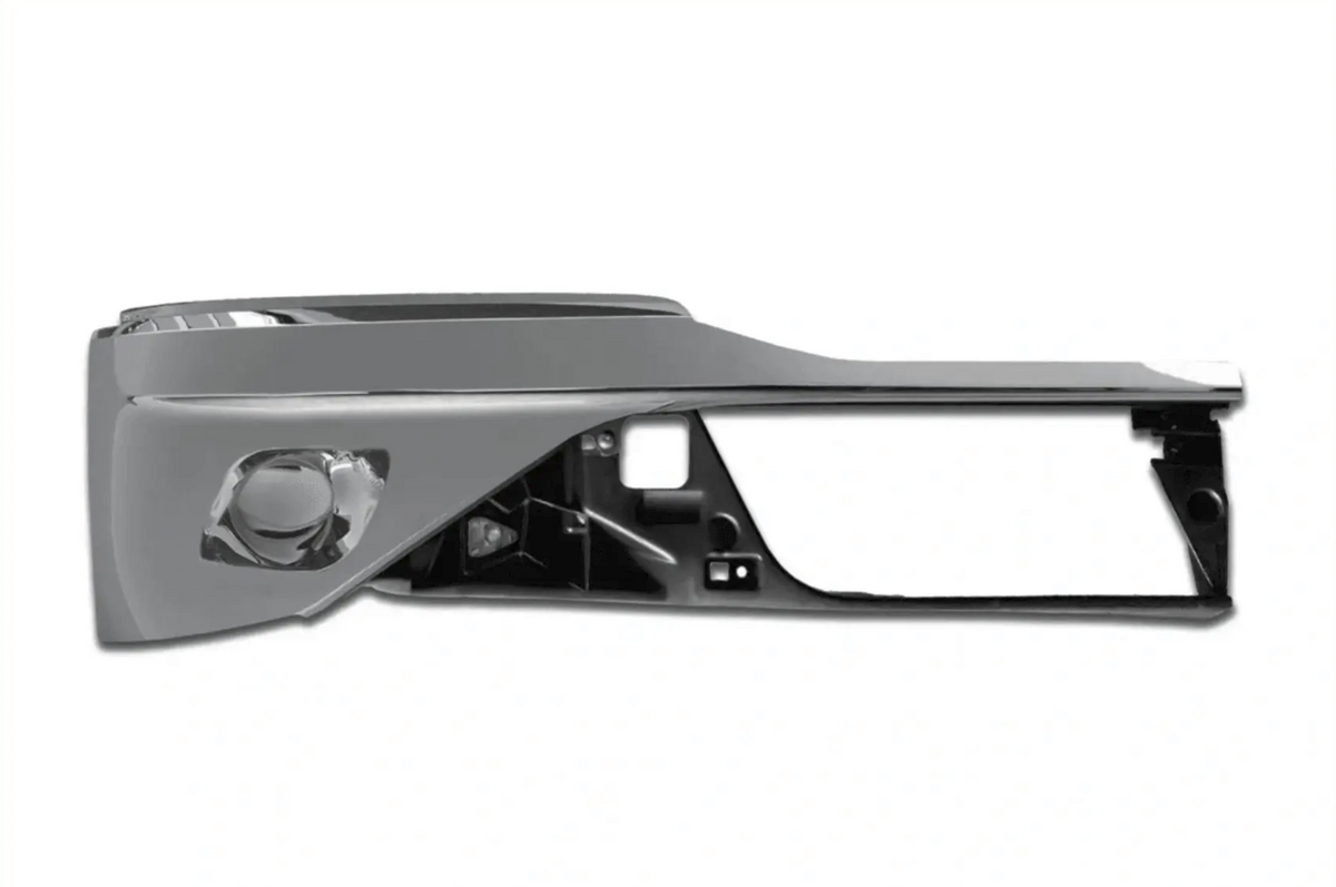 Kozak BUMPER CORNER Chrome without FOG LAMP HOLE (Passenger Right Side) SET for KENWORTH T680 NEXT GEN 2022 2023+ PLUS Logo, 2x22" Windshield Wipers and KOZAK Vest
