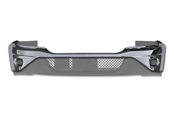 Kozak Chrome BUMPER COVERS with FOG LAMP HOLE PAIR SET (Driver Left and Passenger Right Side) for KENWORTH T680 NEXT GEN 2022 2023+ PLUS Logo, 2x22" Windshield Wipers and KOZAK Vest