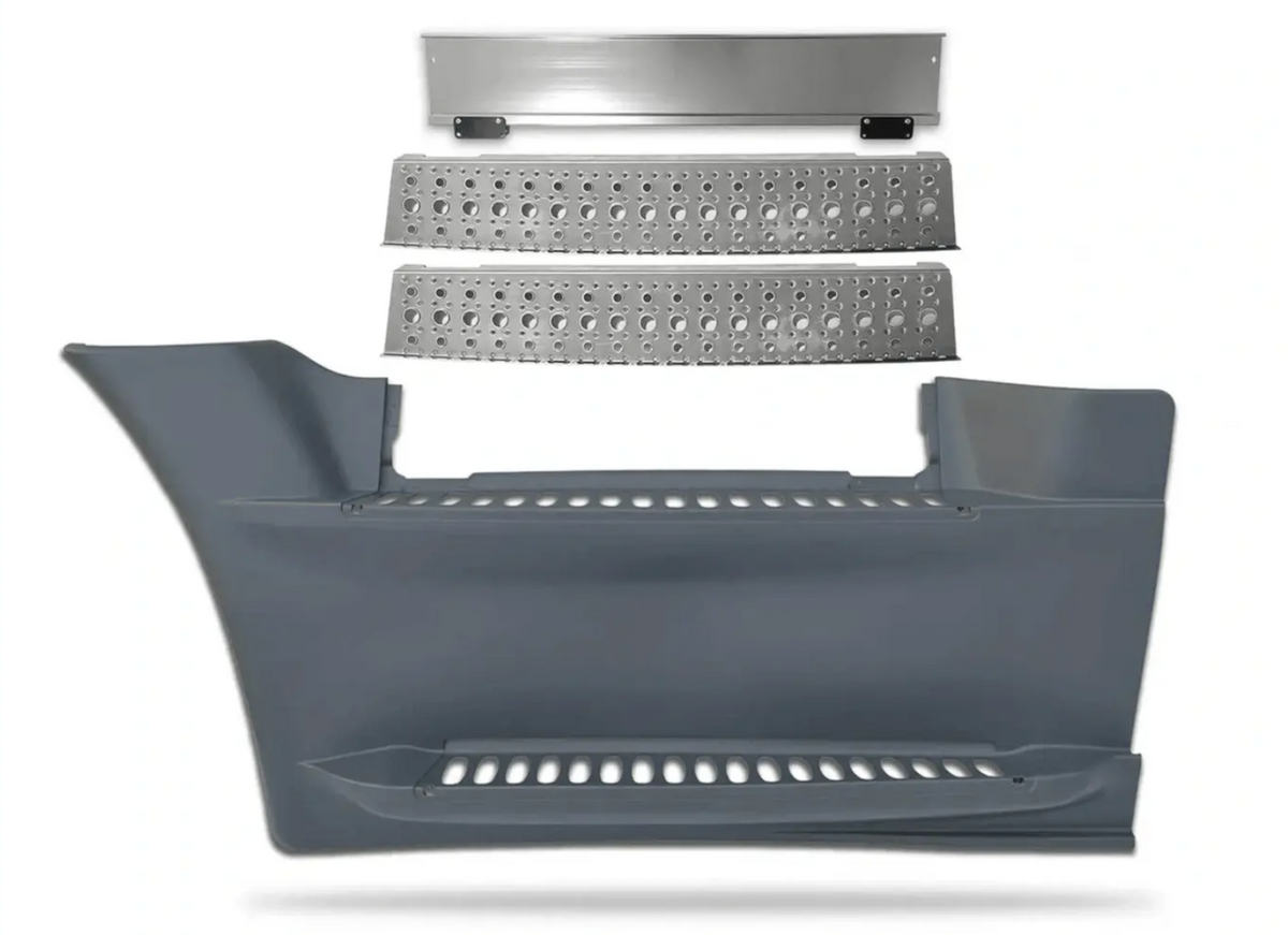 KOZAK Front Fairing Step Panel (Left Driver Side) with 2X Steps and Upper Step Trim for Freightliner Cascadia 2008-2017 Plus Logo, 2x22 Windshield Wipers, License Plate Frame and Vest