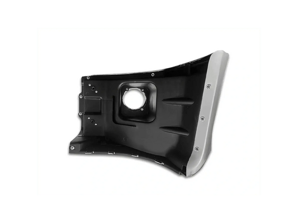 Kozak Chrome Plastic Bumper Corner with Fog Light Hole Right Passenger Side for Peterbilt 579 PLUS Logo, - Tacoma Parts Corporation