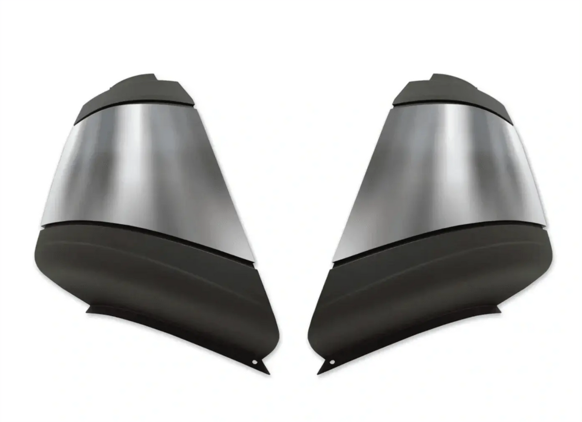 KOZAK PLASTIC Bumper End Corner Extension PAIR with Chrome Trim (Left Driver and Right Passenger Side) for International Prostar 2008-2015 PLUS International Logo, Windshield Wipers and KOZAK Vest