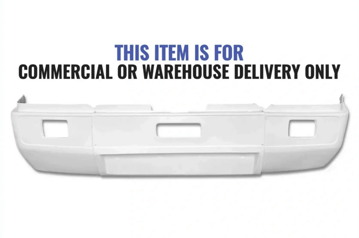 KOZAK Aftermarket Fiberglass Aero Bumper W/Fog Light Holes Fits Freightliner FLD120 SBA 1989-2007 PLUS Freightliner Logo, 2x22" Windshield Wipers and KOZAK Reflective Vest