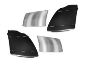 KOZAK PLASTIC Bumper SET wiht Chrome Trim: Center Bumper Cover and End Corner Extension PAIR (Left Driver and Right Passenger Side) for International Prostar 2008-2015 PLUS Logo, Wipers, License Plate Frame and Vest