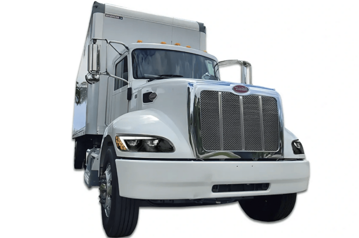 KOZAK Black LED Headlight (Driver Left Side) for PETERBILT 330 335 384 386 387 PLUS Logo, Windshield Wipers and Vest