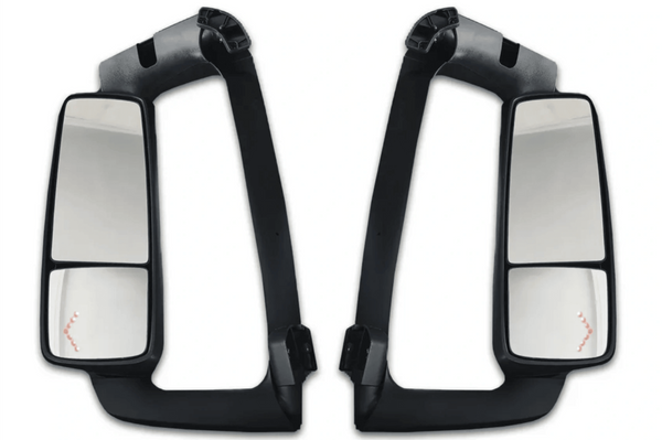 KOZAK Side View Door Mirror Power Heated Chrome With LED Turn Signal with Arm SET (Left & Right) & Look Down Mirror compatible with Volvo VNL, VNM, VNX, VN 2004-2023 + Logo, Bracket, Wipers, Vest