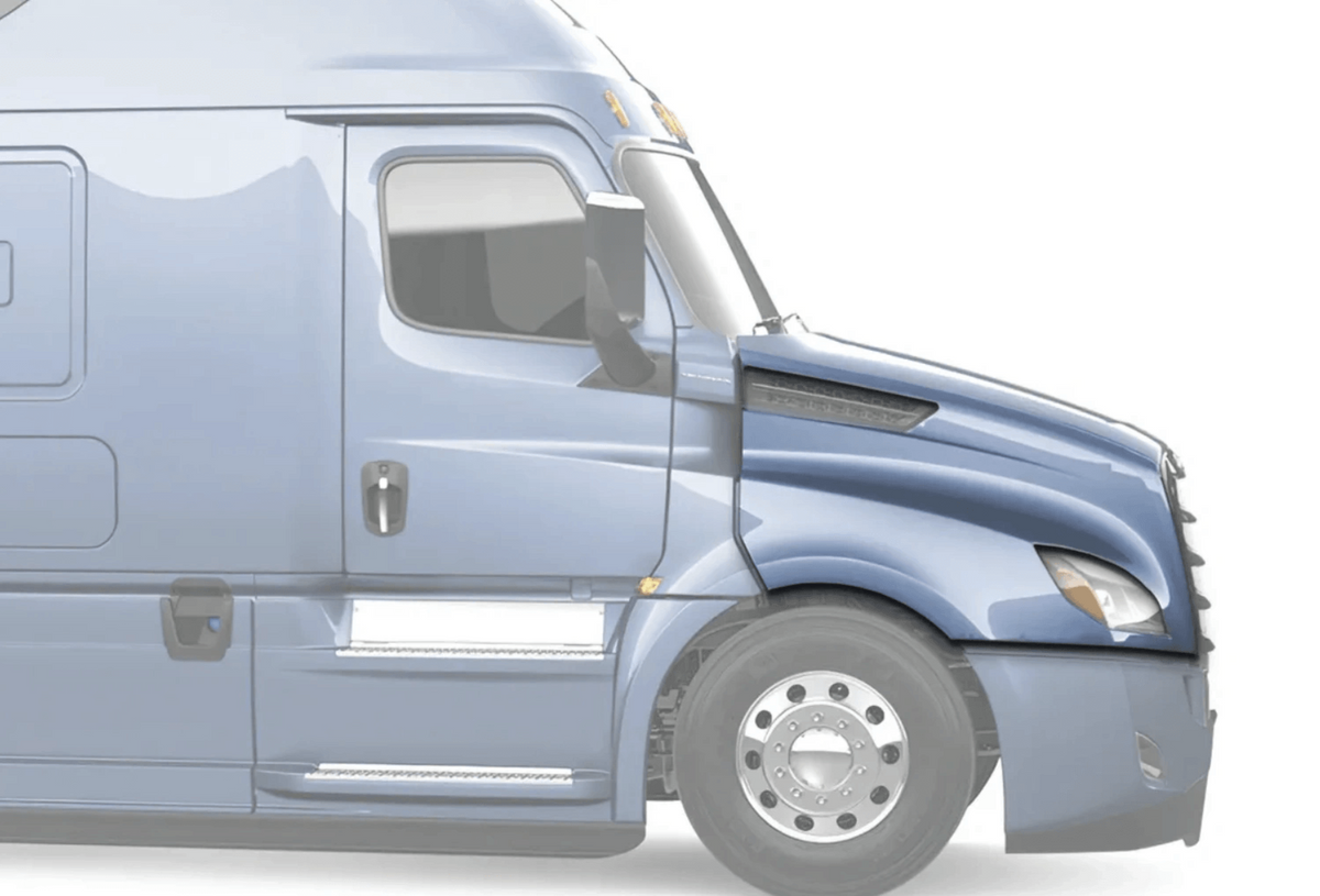 KOZAK Fiberglass Hood Fender (Right Passenger Side) For FREIGHTLINER CASCADIA 2018+ PLUS Logo, 2X 22 Windshield Wipers, License Plate Frame and Vest